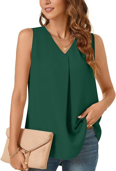 Women V-neck Pleated Casual Top Ivyshape