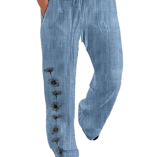 Women's flower-embroidered wide trousers Ivyshape