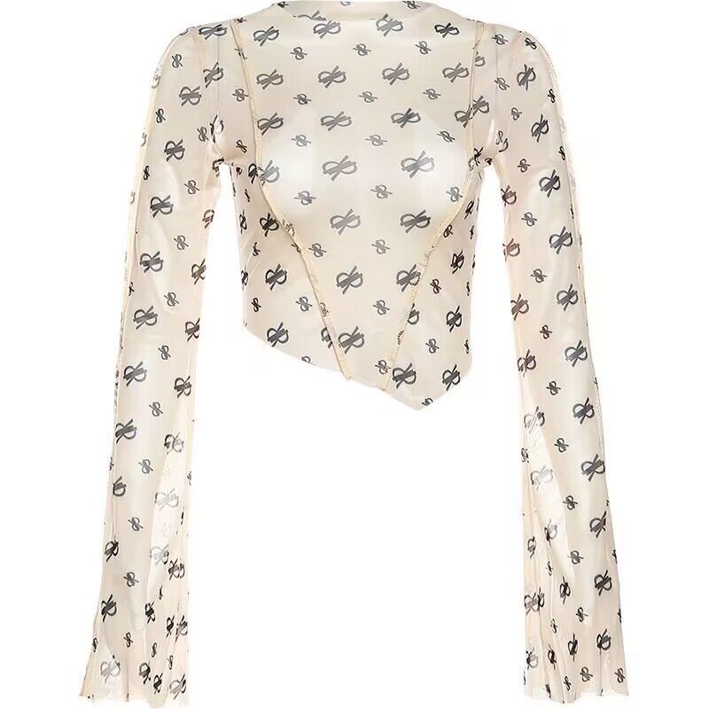 Ladies Sheer Long Sleeve Wrap Top Ivyshape
