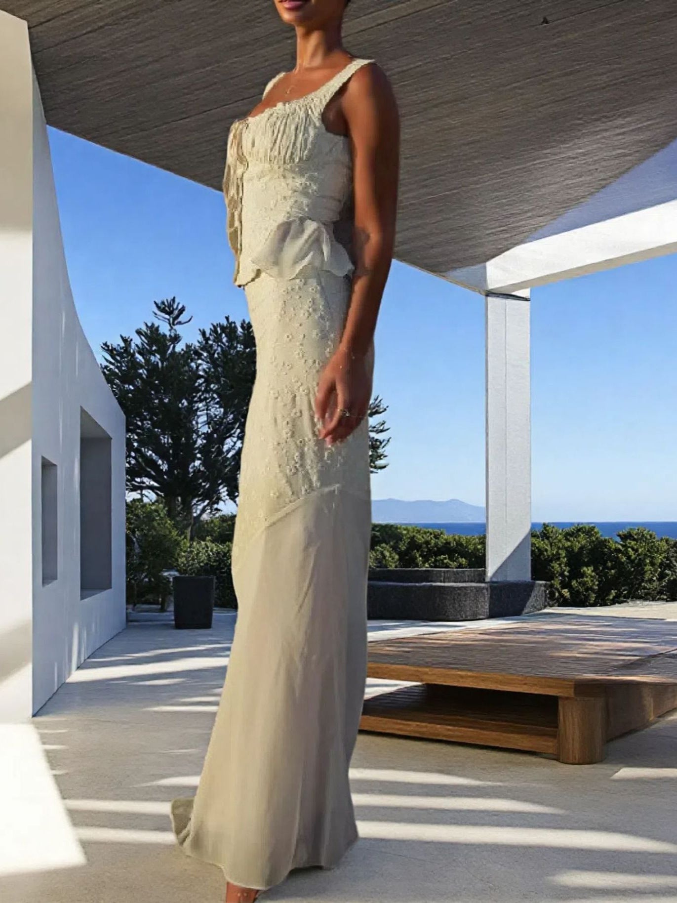 Women's Off-Shoulder Peplum Maxi Dress Ivyshape