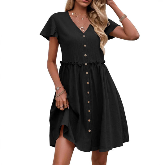 Women's Button-Down Flared Mini Dress Ivyshape
