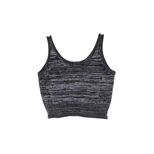 Ladies cropped knitted top with fine textured pattern and wide hem Ivyshape