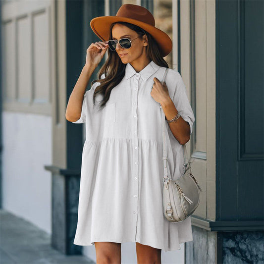 Women's casual shirt dress with cut-on sleeves and comfort fit Ivyshape