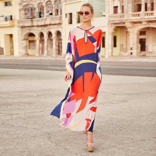 Women's Maxi Kaftan with Artistic Pattern and Flowing Cut Ivyshape