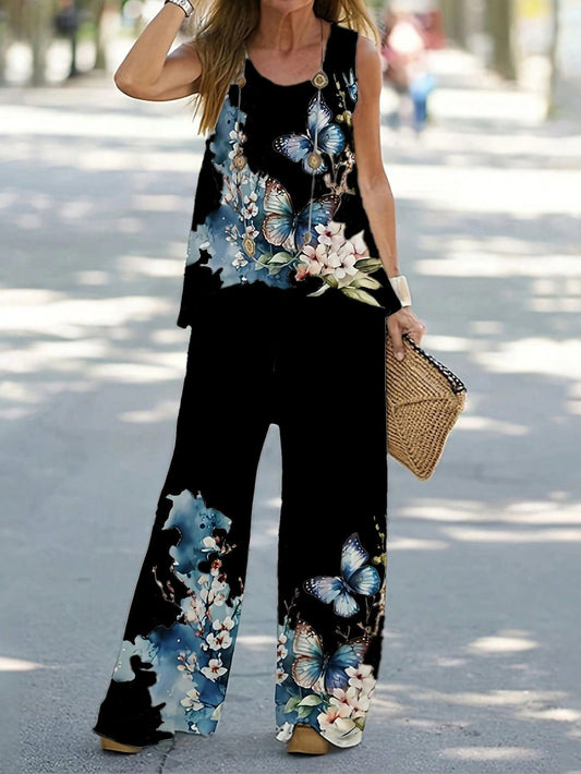 Women's Floral Print Relaxed Two-Piece Set Ivyshape