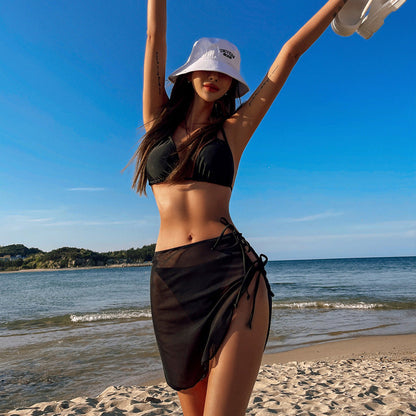 Women's triangle bikini set with elegant cover-up and adjustable straps Ivyshape