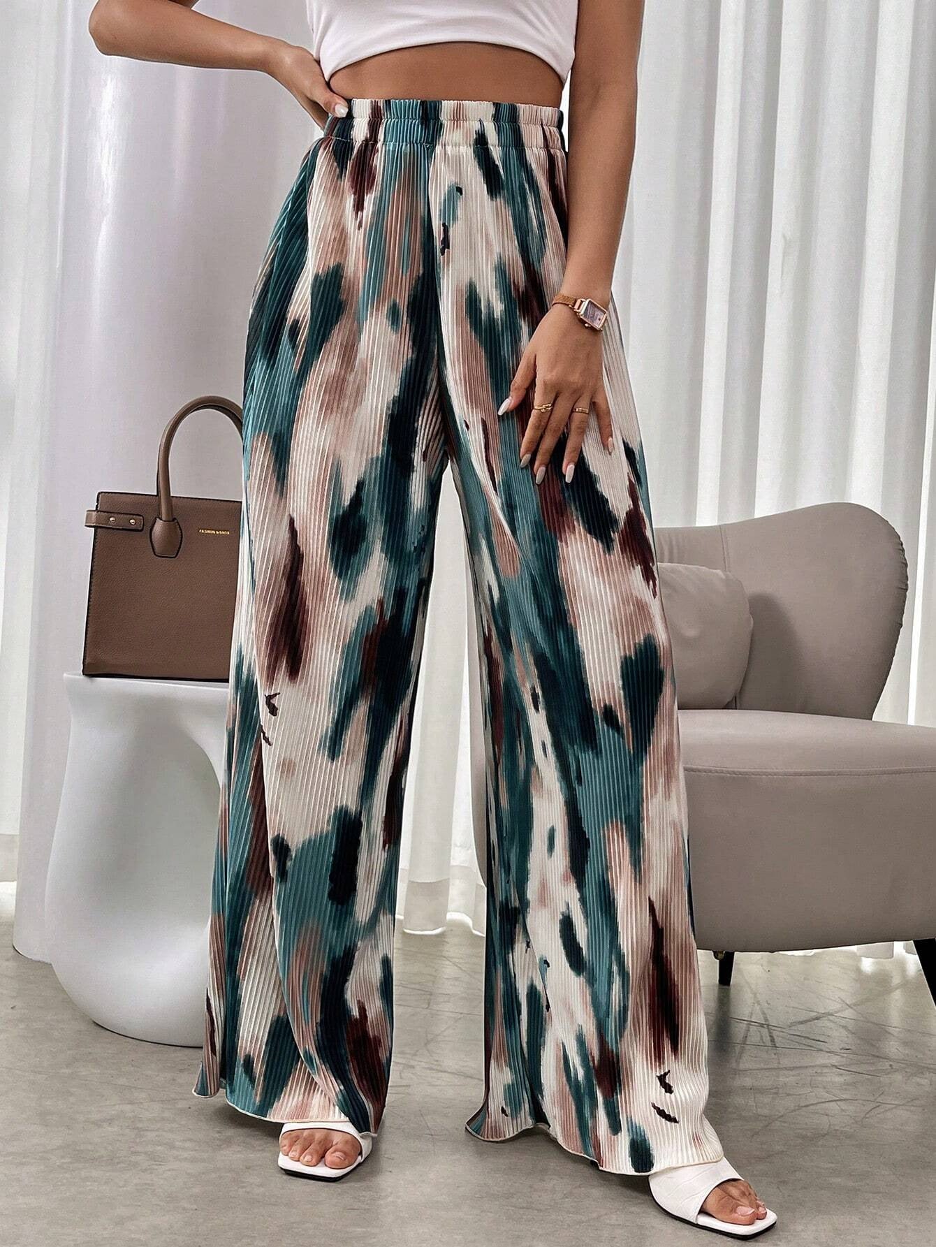 Women's high-waisted pleated wide-cut pants Ivyshape