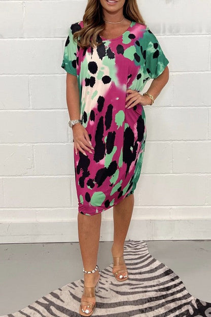 Ladies Elegant and Airy Midi Dress with Unique Animal Print Ivyshape