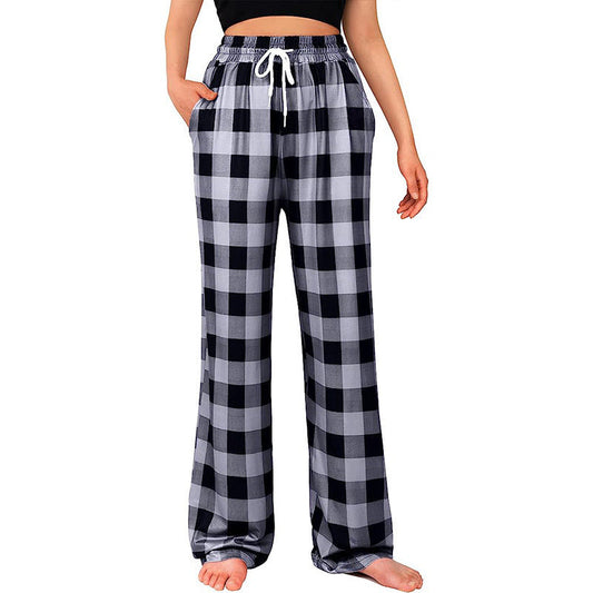 Women Relaxed Fit Checked Lounge Pants Ivyshape