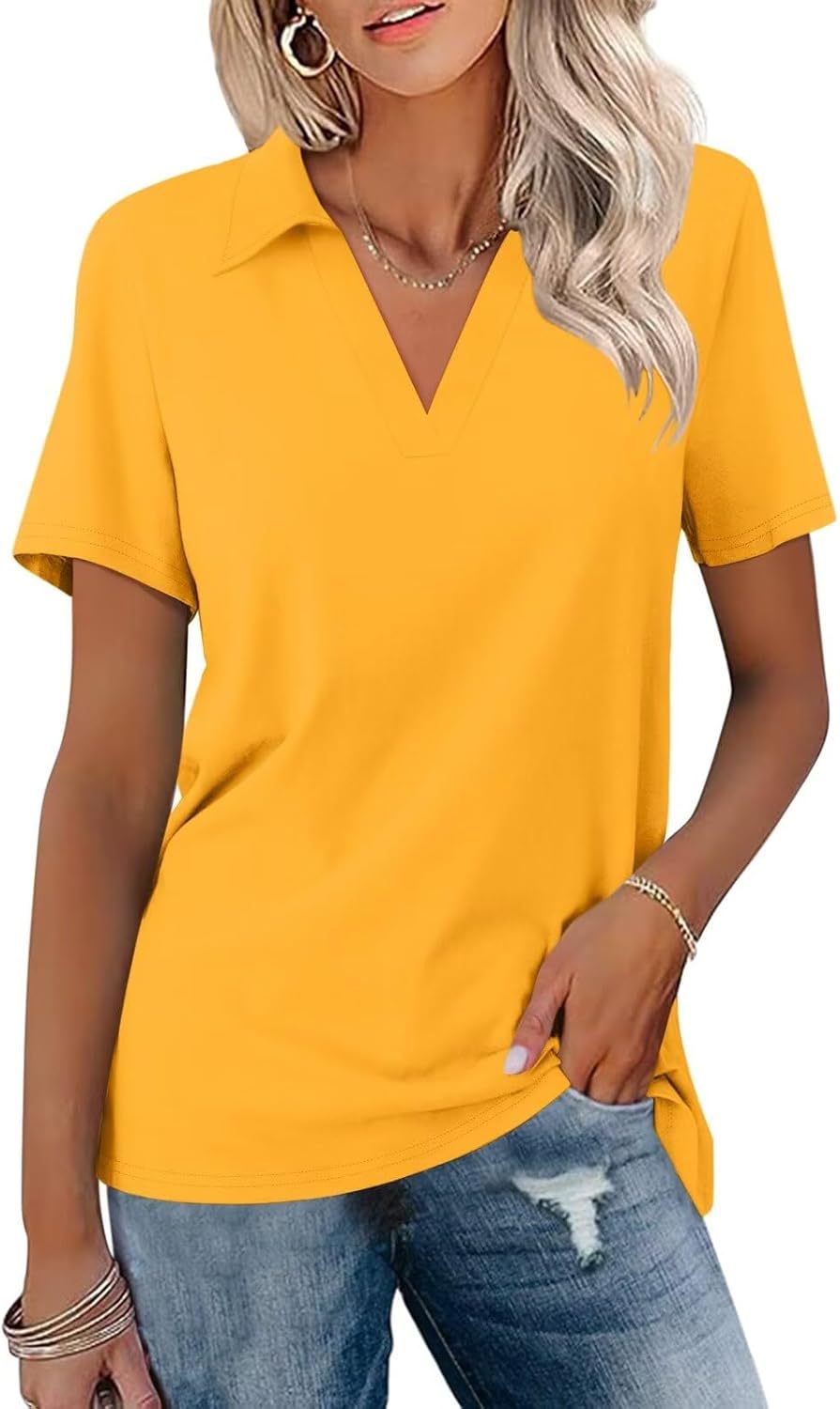 Ladies V-Neck Short Sleeve Top Ivyshape