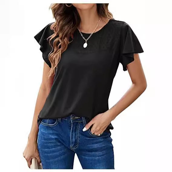 Women's Ruffled Sleeve Decorative Top Ivyshape