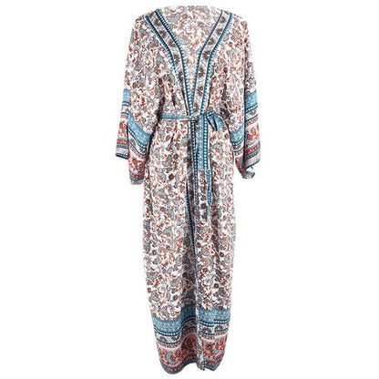 Ladies colorful beach kimono with elegant graphic pattern and loose fit Ivyshape
