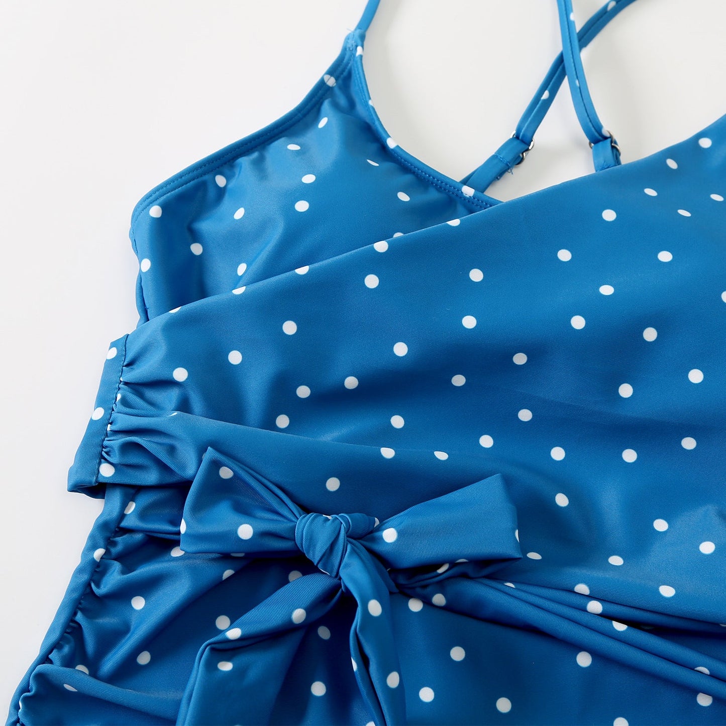 Women's wrap swimsuit with trendy polka dot design and shaping band Ivyshape