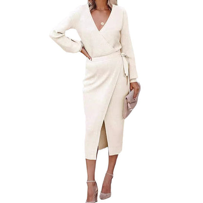 Women's wrap dress with V-neck and tailored silhouette Ivyshape