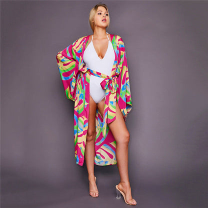 Women Light Beach Dress with Wide Sleeves Ivyshape