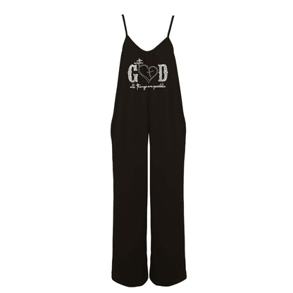 Women's jumpsuit with adjustable straps and motivating print Ivyshape