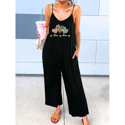 Women's jumpsuit with modern heart design and wide cut Ivyshape