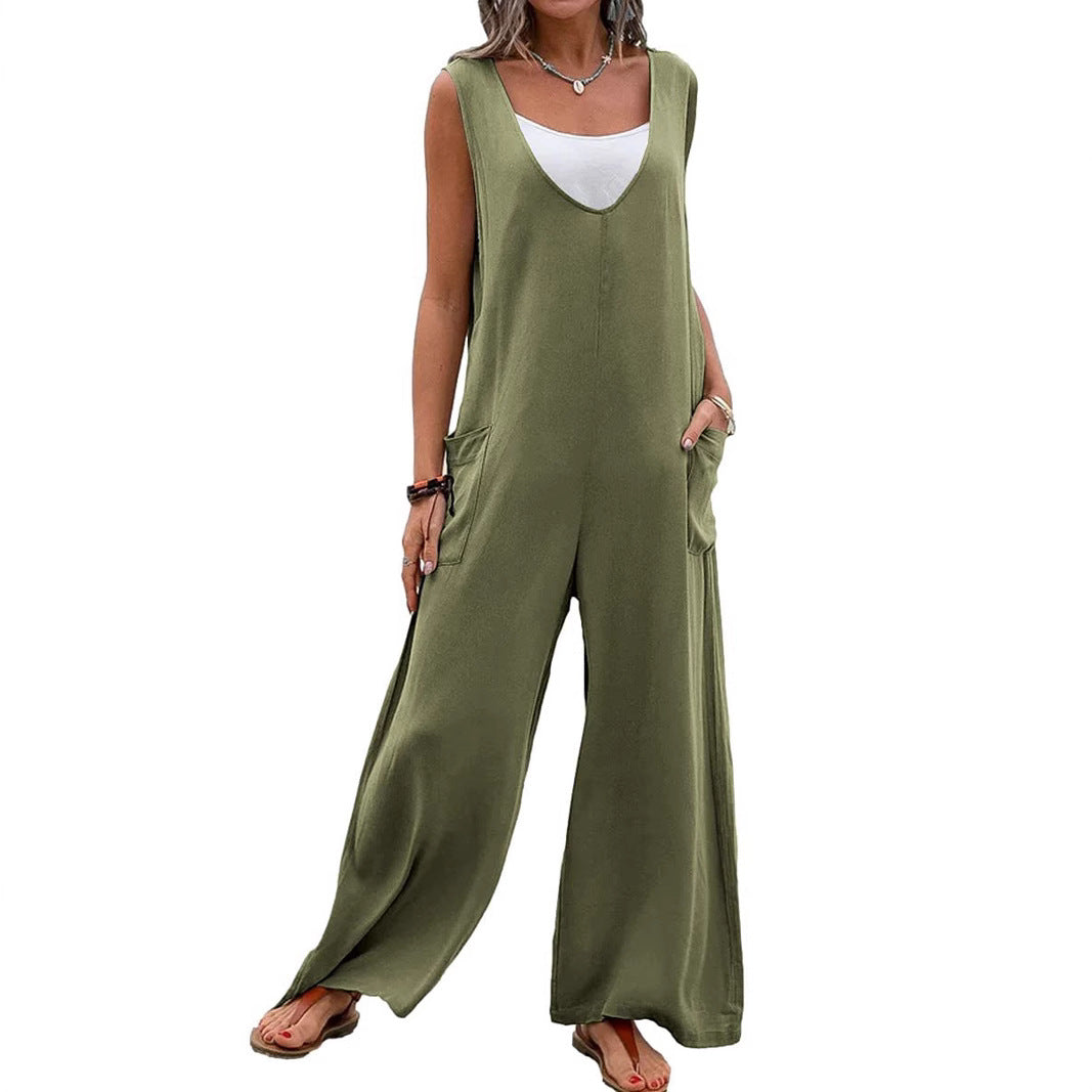 Women Relaxed Fit Wide Leg Jumpsuit Ivyshape