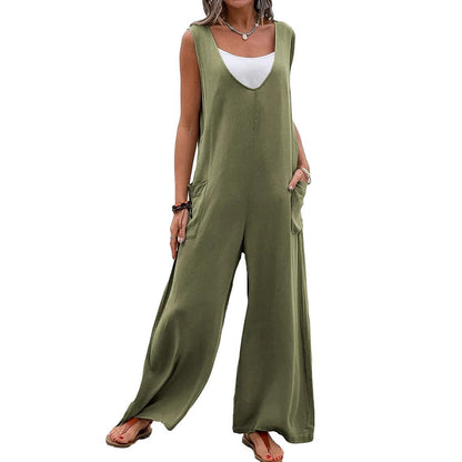 Women Relaxed Fit Wide Leg Jumpsuit Ivyshape