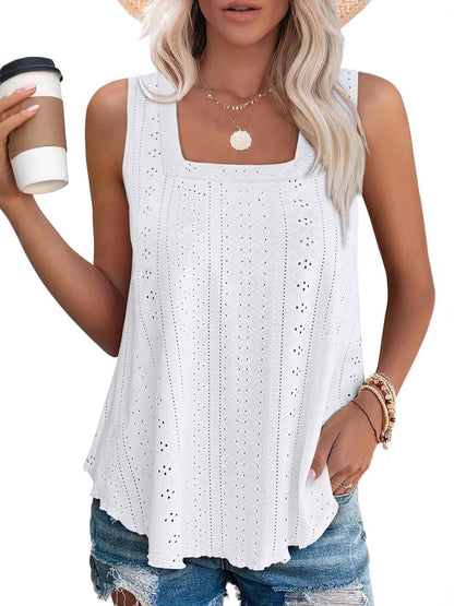 Ladies' top with square neckline and eyelet details Ivyshape