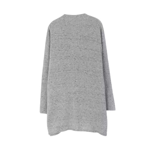 Women's crocheted knitted pullover with button placket and patch pockets Ivyshape