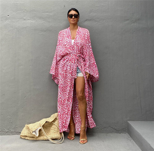 Women Light Beach Dress with Wide Sleeves Ivyshape