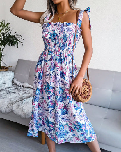 Ladies summer beach dress with ruffle details Ivyshape
