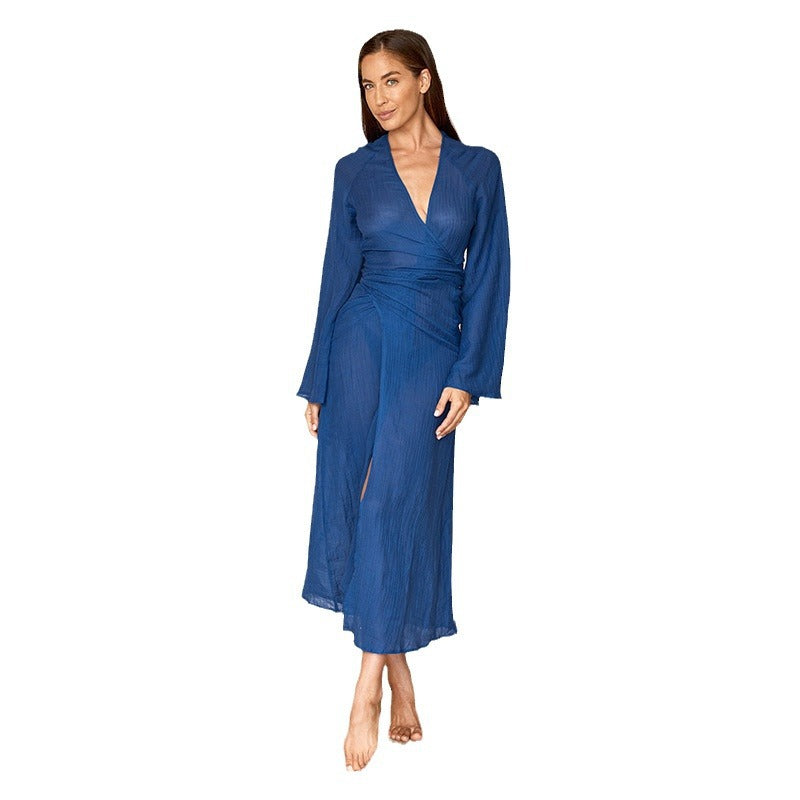Women's Transparent Beach Robe with Elegant Cut and Fashionable Details Ivyshape