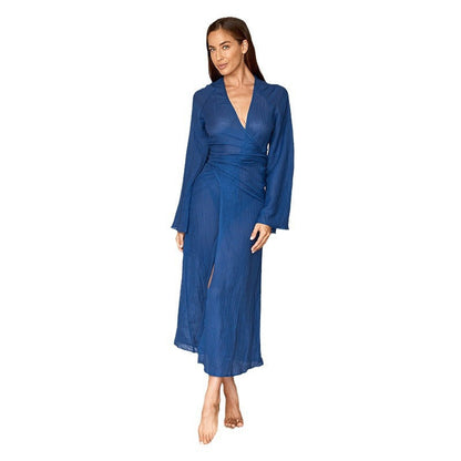 Women's Transparent Beach Robe with Elegant Cut and Fashionable Details Ivyshape