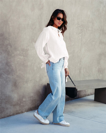 Women casual blouse with buttons and wide sleeves Ivyshape