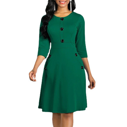 Women’s midi dress with button details and stylish cut Ivyshape