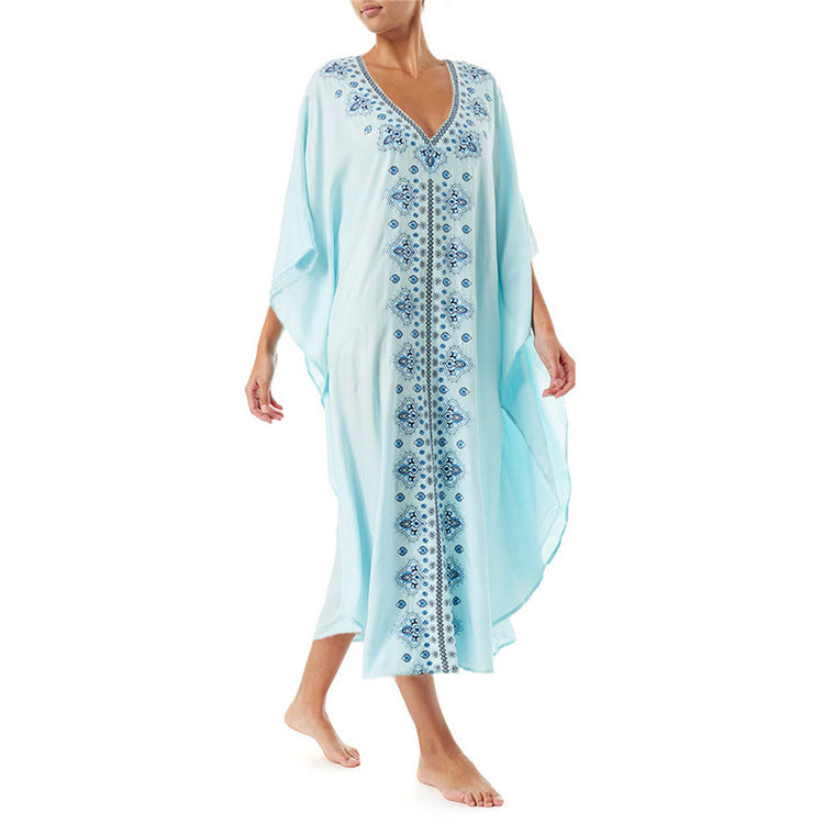 Women elegant kaftan dress with hand-stitched design Ivyshape