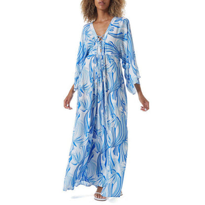 Women's beach kimono with floral pattern and loose silhouette Ivyshape