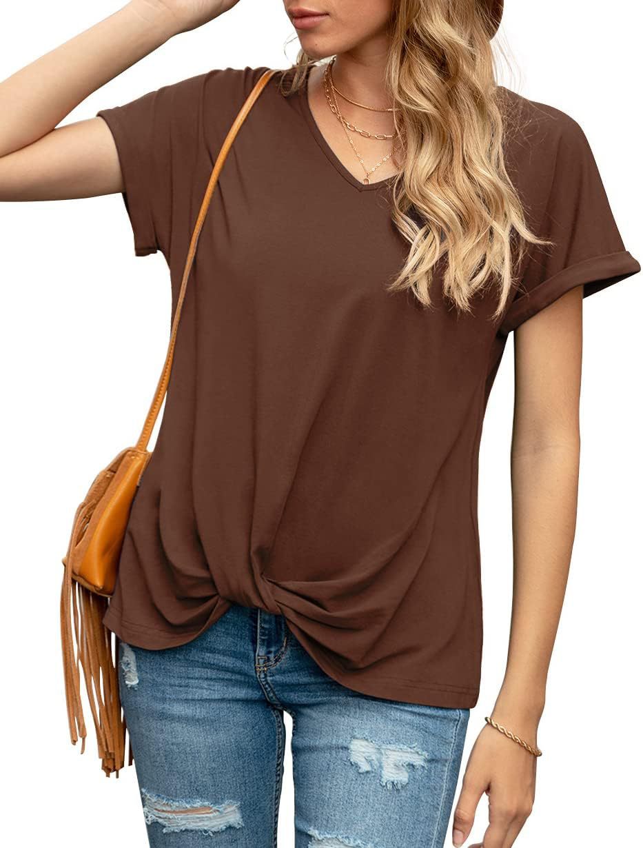 Women's Knot V-Neck Casual Top Ivyshape