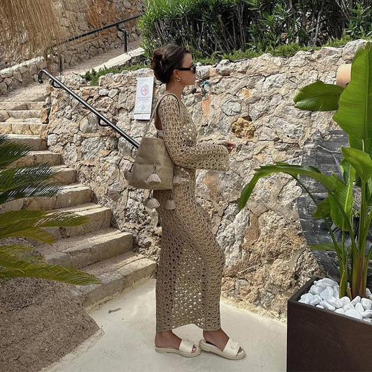 Women's Crochet Beach Dress with Loose Cut and Flowing Silhouette Ivyshape