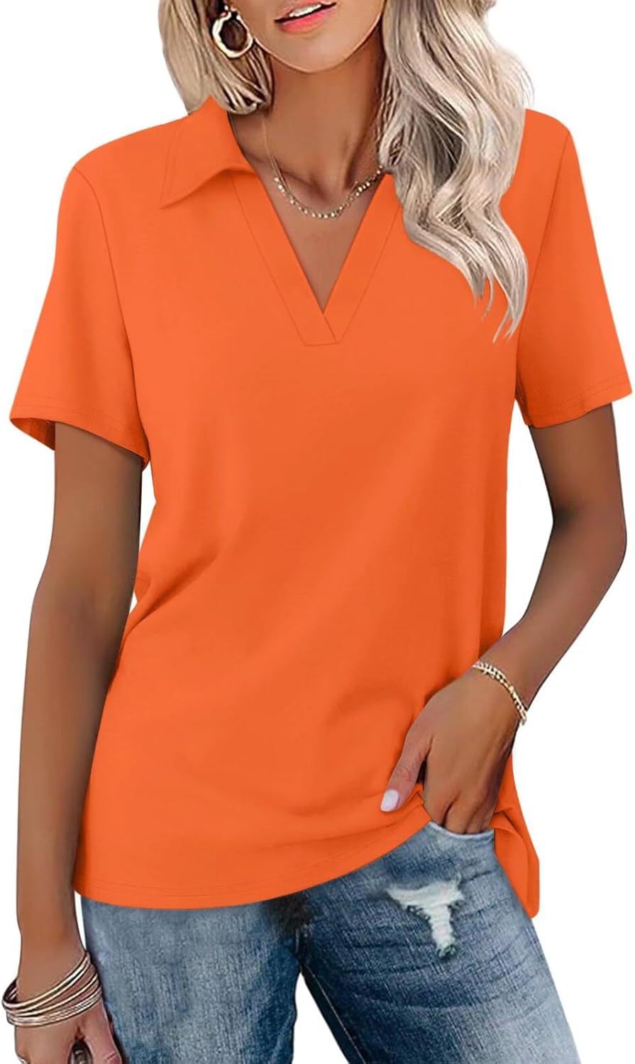 Ladies V-Neck Short Sleeve Top Ivyshape