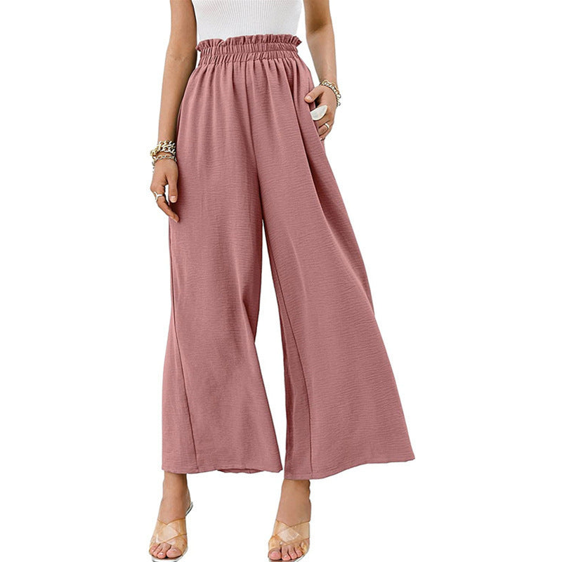 Women's Wide-Leg Culotte with Elastic Waistband Ivyshape