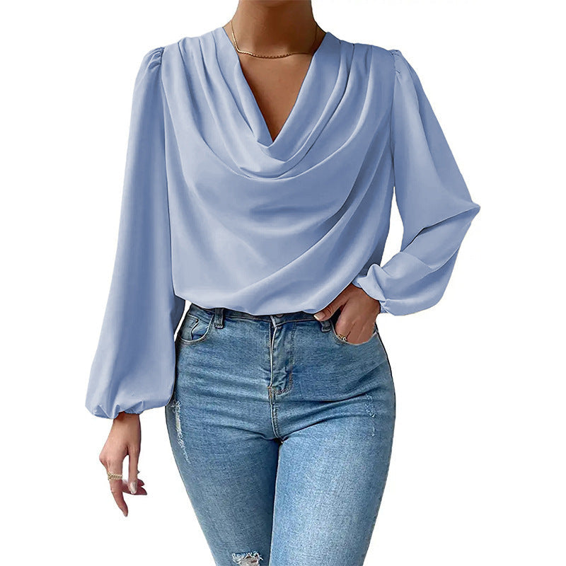 Ladies blouse with elegant draping Ivyshape