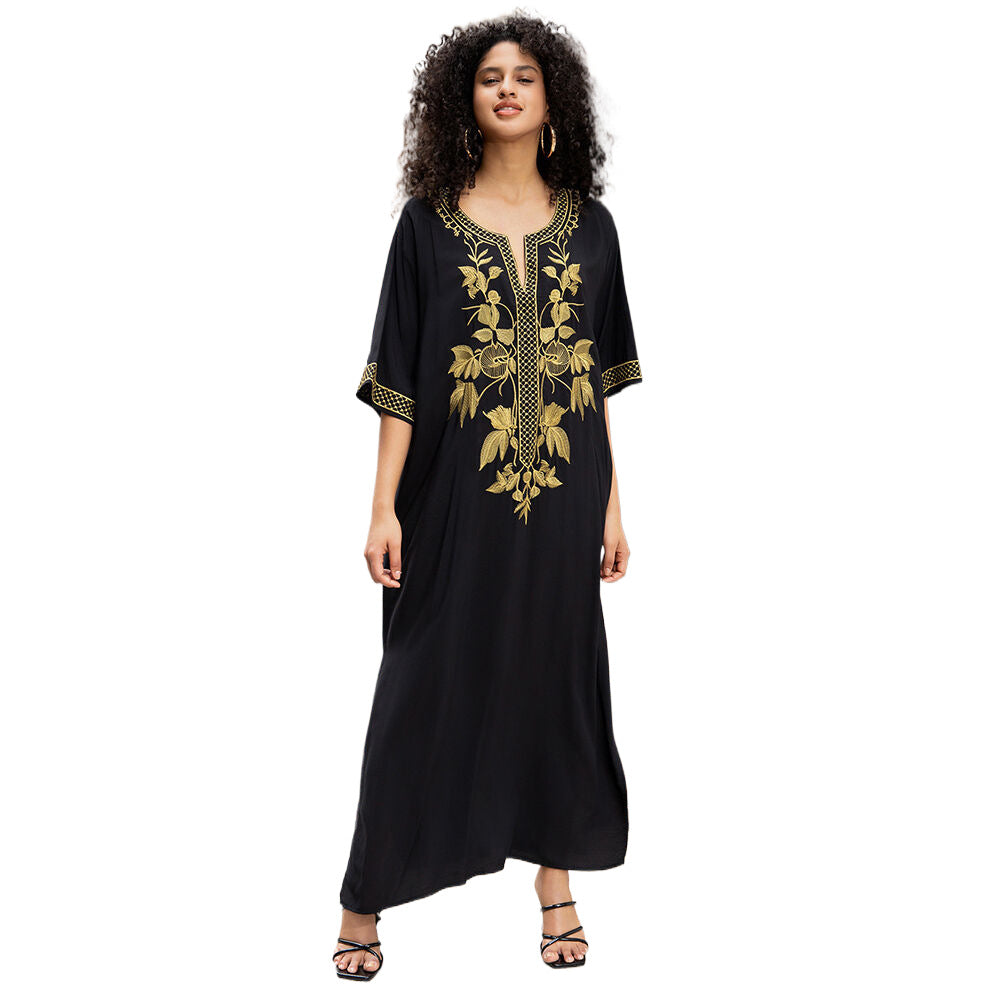 Women's Kaftan with intricate gold embroidery Ivyshape