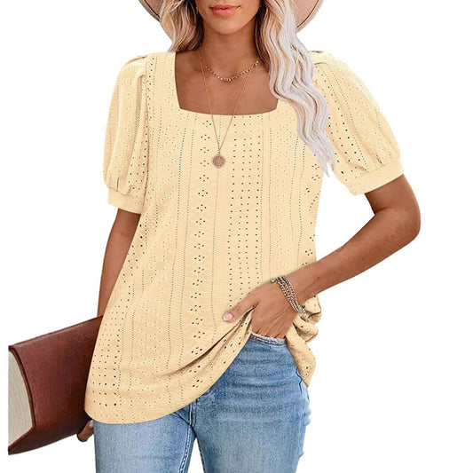 Ladies Elegant Puff Sleeve Blouse Ivyshape