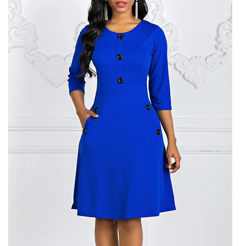 Women’s midi dress with button details and stylish cut Ivyshape