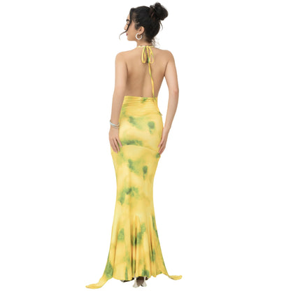 Women Halter Neck Mermaid Maxi Dress Ivyshape