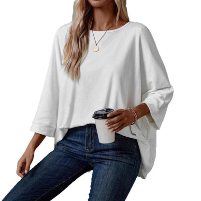 Ladies casual tunic with dropped shoulder and asymmetric hem Ivyshape
