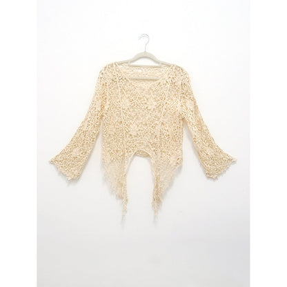 Ladies elegant Boho cardigan with romantic lace and fringe details Ivyshape