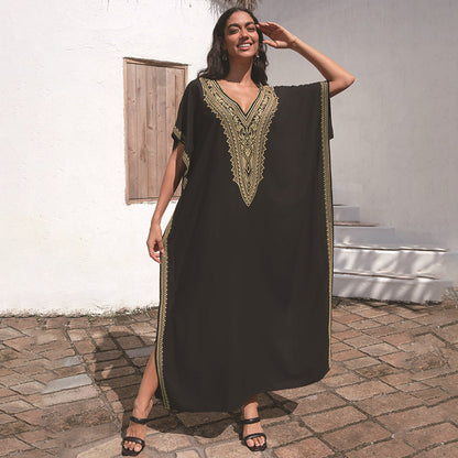 Women's elegant kaftan with artistic embroideries Ivyshape