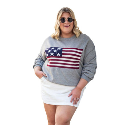 Women's sweatshirt with American flag in casual style Ivyshape