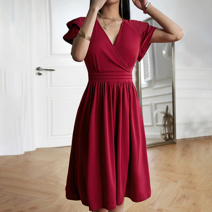 Lyanna | Elegante abito midi con scollo a V e stile sofisticato per donna