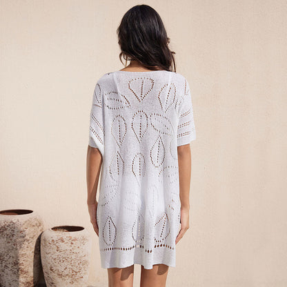 Women Crochet Beach Cover-Up with Lacing Ivyshape