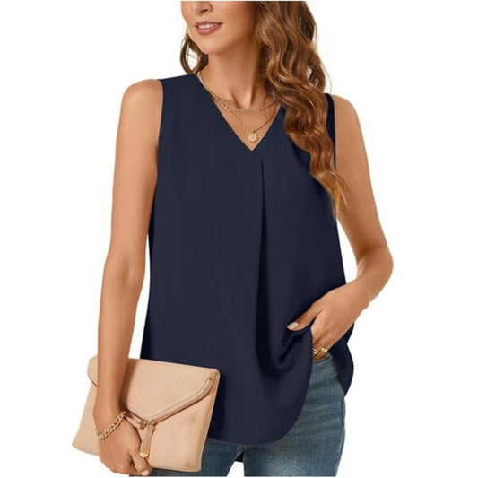 Women's Pleated Chiffon Blouse Ivyshape