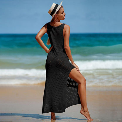 Women's airy crochet beach overlay with side slit details Ivyshape